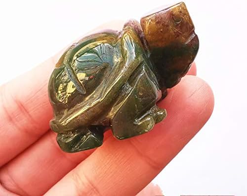 BACATGEM 1 PCS גבישי צב אבן דם אפריקאית טבעית ואבני ריפוי, 1.5 פסל אספני של בעלי חיים מגולפים ביד פנגשוי קריסטל