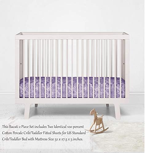 Bacati - 2 חבילות Paisley Floral 100 אחוז כותנה Percale Baby Baby Us עריסה רגילה/פעוטות מיטה מצוידת