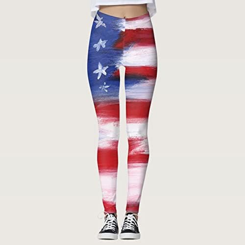 4 ביולי חותלות מותניים גבוהות לנשים אימון דגל אמריקאי חותלות יוגה אולטרה מוברשות רכות מוברשות אימון מכנסי כושר