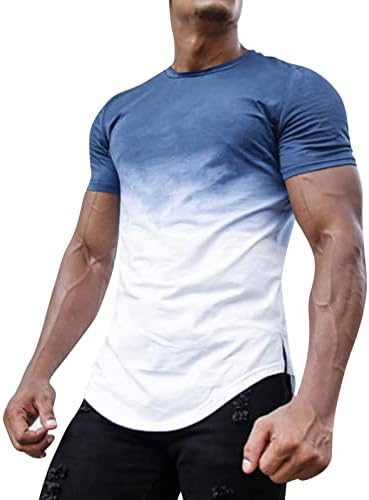 חולצת טריקו של שריר גברים של ZDFER אתלטית מתיחה שרוול קצר חולצת טי טריק
