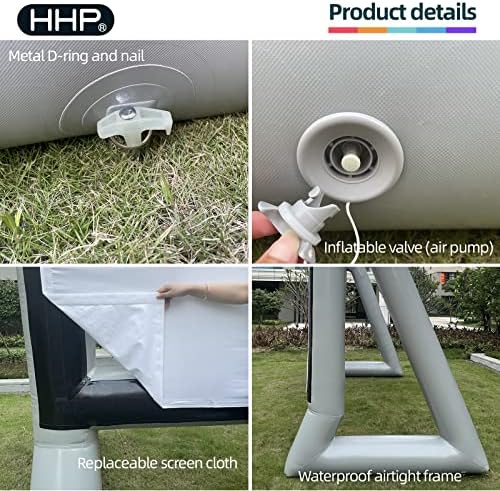 מסך סרט מקרן HHP 17ft אטום אוויר עשוי PVC, מסך סרט מתנפח אטום למים ללא מפוח ללא רעש - תמיכה בהקרנה אחורית