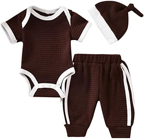 AALIZZWELL UNISISX תינוקות קצרים שרוול גוף מכנסיים תלבושת סרוגה בקיץ