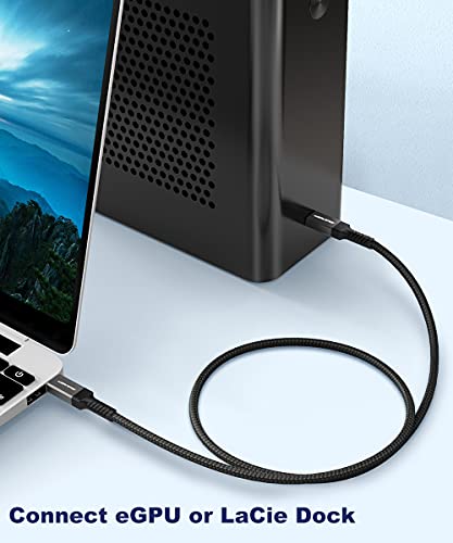 Uzanpie כבל USB4 תואם לכבל Thunderbolt 3, 40 ג'יגה-ביט לשנייה/6.6ft USB4 כבל תמיכה בטעינה של 100 וואט, USB C לכבל