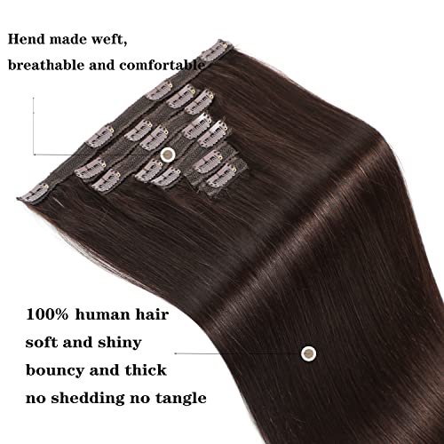 חום כהה תוספות שיער שיער טבעי אמיתי 120 גרם 7 יחידות תוספות שיער אדם אמיתי לנשים משיי ישר עבה שיער טבעי קליפ בתוספות