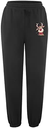 2022 מכנסי טרנינג לנשים טרנדיות נוחות מותניים גבוהות בתוספת מכנסי טרנינג בגודל חג המולד נוח חדר כושר ריצה ריצה מכנסיים