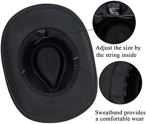 שחור קאובוי בוקרת כובע לנשים גברים מערבי סגנון רחב ברים הרגיש פדורה פנמה כובע עם נתיק חגורת אבזם
