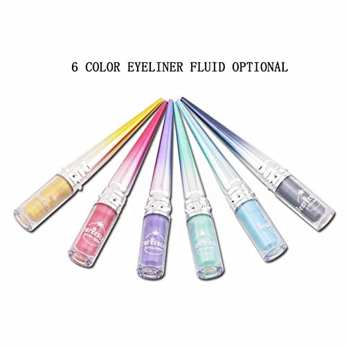 קוספליי אייליינר צבע איפור צבע אייליינר נוזלי חדש 6 צבעים זיעה ללא שינוי צבע קשת ניאון אייליינר עיפרון פיגמנט כתם לאורך זמן