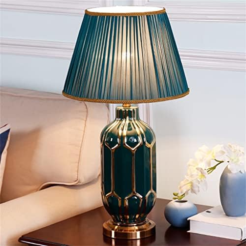 לרכוש מנורות שולחן LED אידיליות כחולות צבועות ביד מנורה קרמיקה בית
