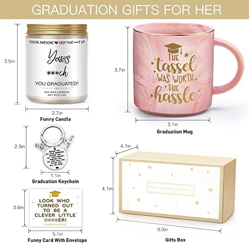 מתנות סיום עבורה 2023, מתנות סיום הציצית הייתה שווה את הטרחה-סט מחזיק מפתחות נרות ספל קפה לסיום - מתנות לסטודנטים במכללה