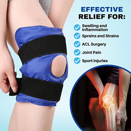 חבילת קרח ברך - פלטה לכאב, ספורטאי ספורטאים טיפול ברגליים, רפידות הקלה על כאבי פרקים, דחיסה עם ג'ל לשימוש חוזר, כחול