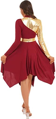 ג'ווואה נשים שמלת ריקוד מתכתית משמלה שרוול ארוך פולחן ליטורגי לבגדי ריקוד ליריים שמלת שמלת חלוק כנסייה באורך מלא