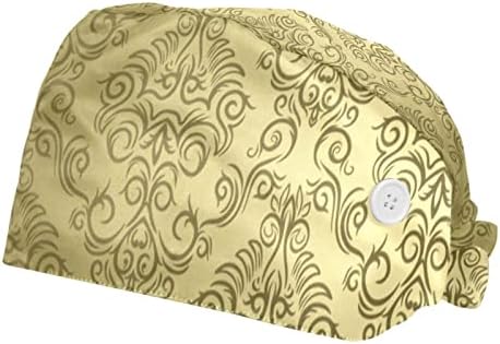 2 מארז יוניסקס אופנה נפוחה כובעי עם כפתורים וסרט זיעת אחת גודל זהב מופשט מרקם