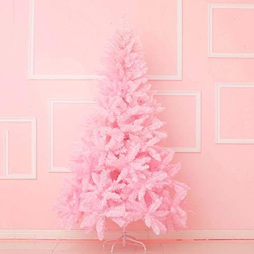 ZPEE PVC עץ חג מולד ורוד, עץ חשוף מלא מלאכותי עם מתכת עמד