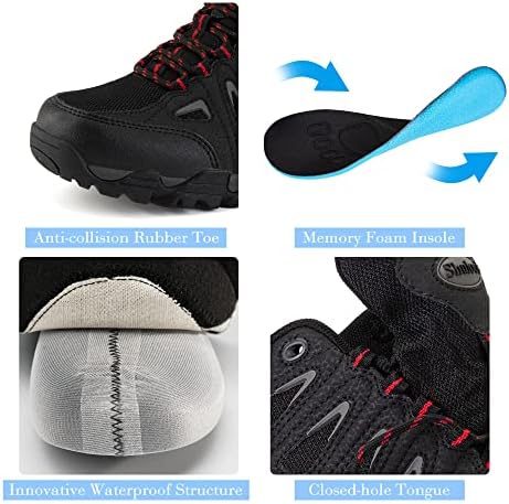 נעלי טיול אטומות למים של Shulook לגברים ללא החלקה חיצונית חיצונית מגפי קרסול קלים נמוכים