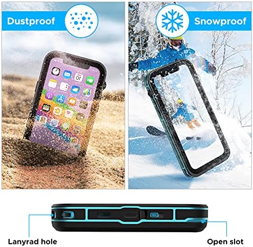 אייפון 12 מארז נשירה אטומה, אטום למים אטום לשלג אטום לשלג 360 מעלות עם סרט מגן עצמאי, 6.1 אינץ '. כחול