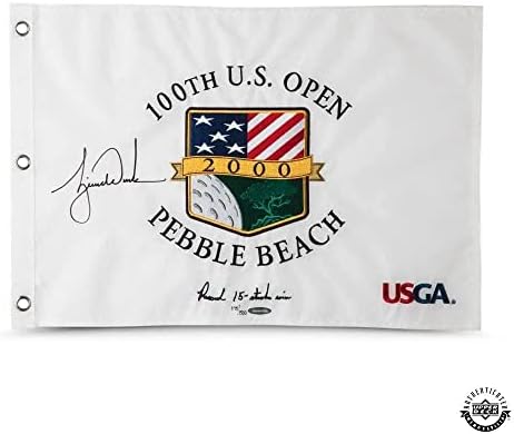 טייגר וודס חתימה ורקומה 2000 ארהב דגל סיכה פתוחה - סיפון עליון - דגלי סיכות גולף עם חתימה