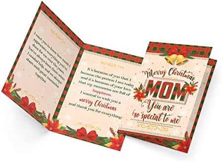 כרטיס חג המולד לאמא, ברכות ראשונות, מיוצר באמריקה, מלאי כרטיסים ידידותי לסביבה, עבה עם מעטפת פרימיום 5in