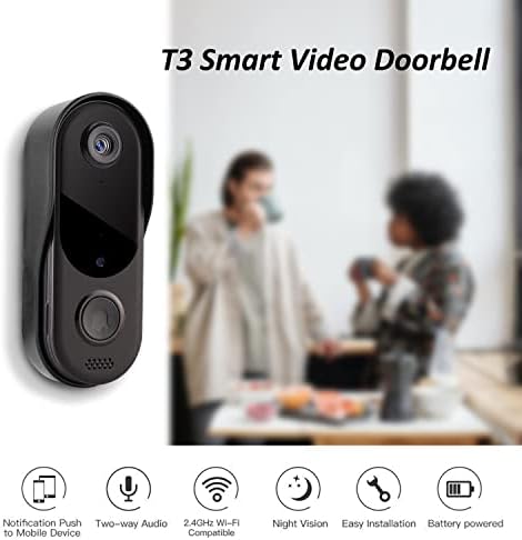 Eaula videns WiFi חכם דלת וידאו מרחוק, פעמון דלת חזותי אינטליגנטי אינטרקום HD HD אלחוטי נטענת פעמון דלת אבטחה, יכול שיחות