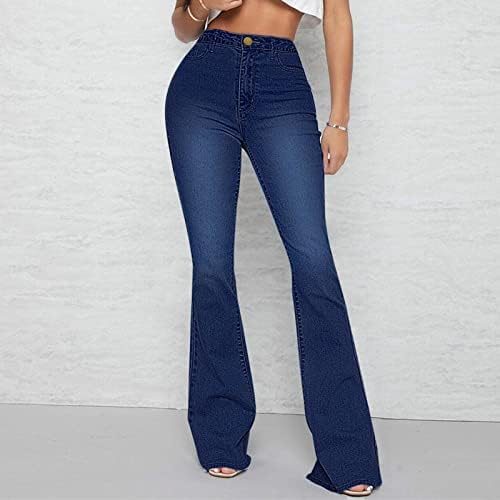 מכנסיים משובצים נשים ג'ינס מותניים גבוה