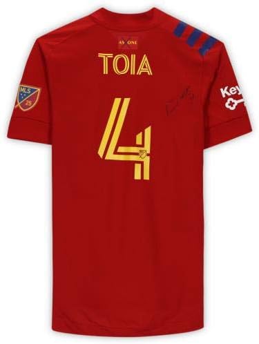 DONNY TOIA ריאל סולט לייק חתימה על חתימה משומשת 4 ג'רזי אדום מעונת MLS 2020 - גופיות כדורגל עם חתימה