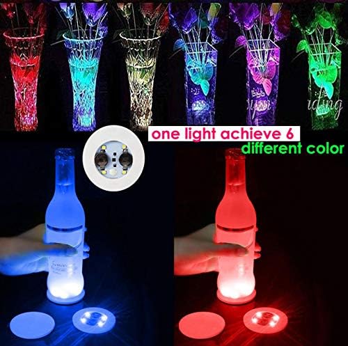 רכבת LoDudie LED, 12 חבילות מוארות תחתיות, 7 צבעים אורות בקבוק LED RGB, מפחרת בקבוקים, דיסקי רכבת מדבקת LED נדלקת למשקאות,