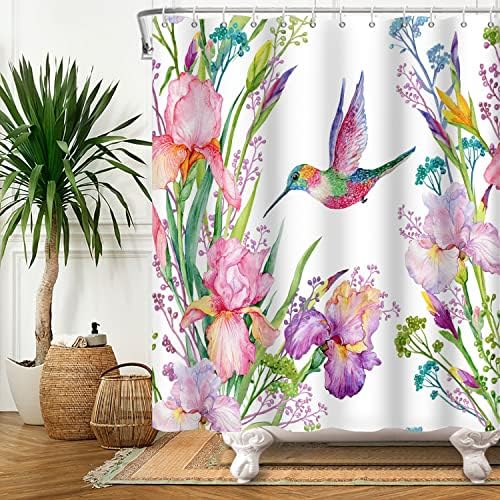 Renaiss 72x72 אינץ 'יונקים פרחים וילון מקלחת וילון פרחים צבעוניים ועלים ירוקים ציפורים וילון מקלחת לחדר אמבט