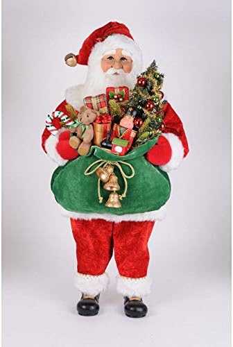 קארן דידיון מקוריים מוארים מתנות נושאות פסלון סנטה, 37 אינץ ' - קישוטים לבית חג המולד בעבודת יד וקישוטים לאספנות