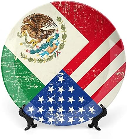 ארהב ומקסיקנית דגל עצם סין צלחת דקורטיבית צלחות קרמיקה עגול