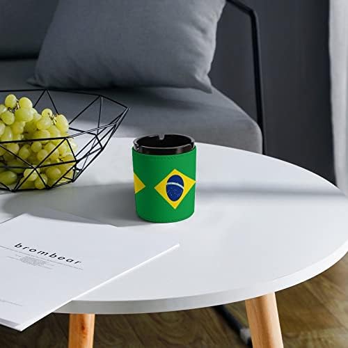 דגל ברזילאי סיגריות עור עגול מאפרה מגש אפר לשולחן מעשנים סט מעשנים סט מתנה