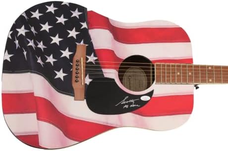 סקוטי מור חתם על חתימה בגודל מלא יחיד במינו מותאם אישית 1/1 דגל אמריקאי גיבסון אפיפון גיטרה אקוסטית עם אימות ג 'יימס