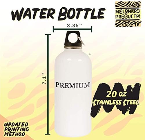 מוצרי Molandra Selfmettle - 20oz hashtag בקבוק מים לבן נירוסטה עם קרבינר, לבן
