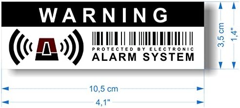 12 x מדבקות שלטי אזהרת אזעקת אבטחה - לשימוש פנימי וחיצוני - הגנה לבית, מכונית. - עמיד בפני מזג אוויר - גודל: 4,1 x