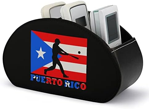 בייסבול פורטו ריקו דגל מרחוק טלוויזיה שליטה מחזיק עור מפוצל תיבת אחסון ארגונית עם 5 תאים עבור שולחן העבודה משרד