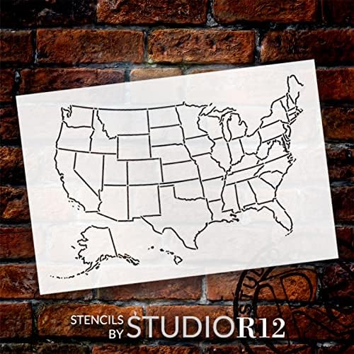 מתווה של ארהב מדינות מפה שסטנסיל מאת Studior12 - Select Size - USA Made - Craft DIY Geography Map לכיתה, עיצוב