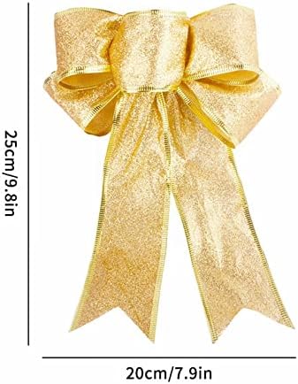 15 סמ זהב נצנצים נצנצים קישוט קשת חג המולד סרט כוכב פלסטיק לחג המולד לקישוט חג קישוטים מרכזיים לחג המולד בשידור חי