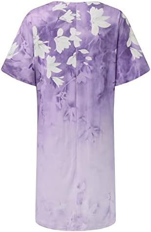 שמלות קיץ של פרגירן לנשים 2022 צוואר מזדמן V עם כיס שרוול קצר בתוספת שמלת מקסי שמלת פרחים הדפס פרחוני שמלת חולצה