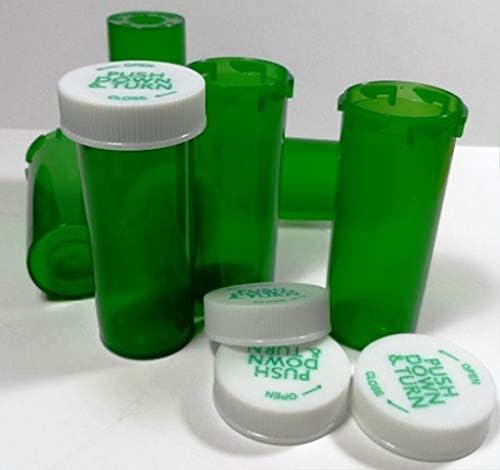 מרשם פלסטיק בקבוקונים/בקבוקים ירוקים 25 חבילה w/caps 8 ציון דרם-תרופות