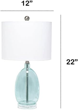 לליה בית עכשווי סגלגל זכוכית מנורת שולחן עם לבן תוף צל-ברור כחול