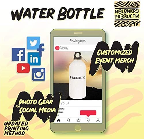מוצרי Molandra sophness - 20oz hashtag בקבוק מים לבנים נירוסטה עם קרבינר, לבן