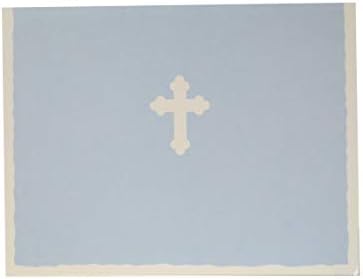 סן לורי סט של 40 מכתבי תודה דתיים ומעטפות, צלב כחול לבן