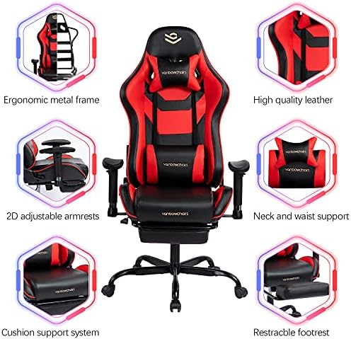 משחקי כיסא עם הדום שכיבה גבוהה חזרה מחשב משחק כיסא עם תמיכה המותני ומשענת ראש