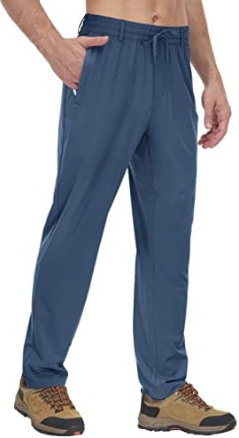 מכנסי טרנינג לטיולי טרנינג עם כיסים עם כיסים מהיר יבש קל משקל קל משקל אלסטי על מכנסי רצועת המותניים לאימון ריצה