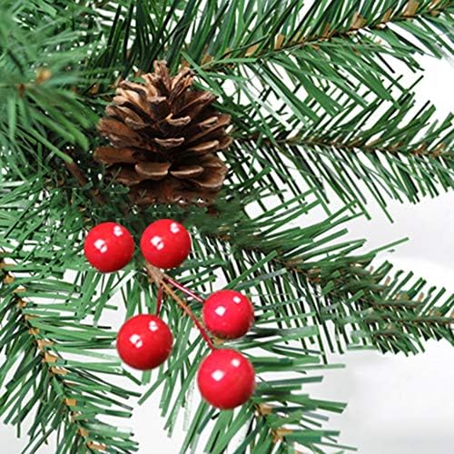 XFXDBT 6.8ft הצפנה מלאכותית עץ אורן חג המולד עם פירות יער אדומים, עץ חג המולד PVC ידידותי לסביבה עם קישוט חג מתכת עמדת