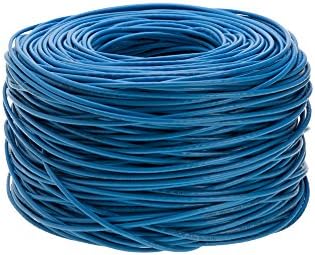 כבלים ישירים באינטרנט 500 רגל חתול בתפזורת 7 כבל 23 אינץ ' / רף סנטימטר חוט מוצק נחושת חשוף 600 מגה הרץ פלוק כחול