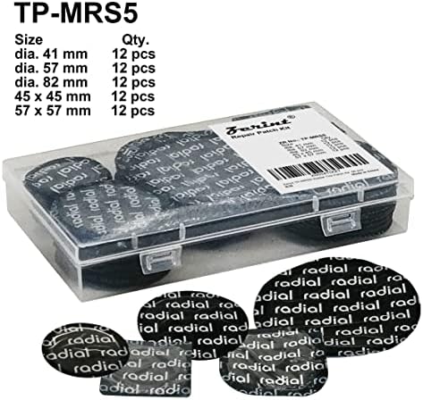 ZERINT TP-MRS5 ערכת תיקון צמיגים רדיאליים 60 PCS, DIA. 1 5/8 , דיא. 2 1/4, דיא. 3 1/4 , 1 3/4 x 1 3/4 ו- 2 1/4 x