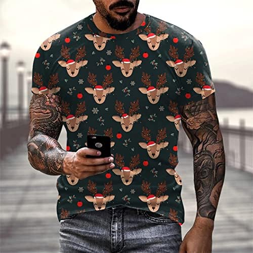 חולצת טקס חג המולד של Xiloccer Mens Sports Ffitness Outdoor 3D הדפסת דיגיטל חולצה חולצת שרוול קצר חולצות קלות חולצות