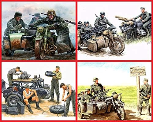 חבילה הרבה של גרמנית אופנוע חיילים 4 פלסטיק ערכות 1/35 מאסטר תיבה