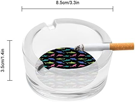 תבנית כריש צבעונית מאפרה מזכוכית סיגריות עגולות מארז מחזיק מגש אפר למשרד ביתי קישוט מקורה