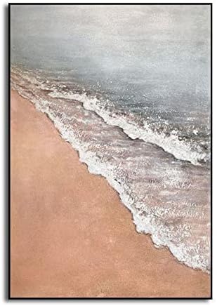 ציור שמן צבוע ביד ביד ציורי שמן נורדי מינימליסטי חוף מינימליסטי ציורי שמן עבה, אמנות קיר מופשטת לציור